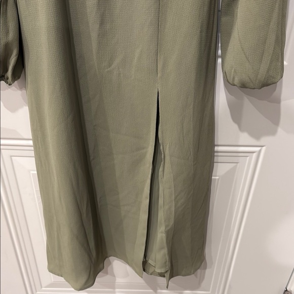 Green Long Sleeve Square Neck Sundress - Picture 3 of 5